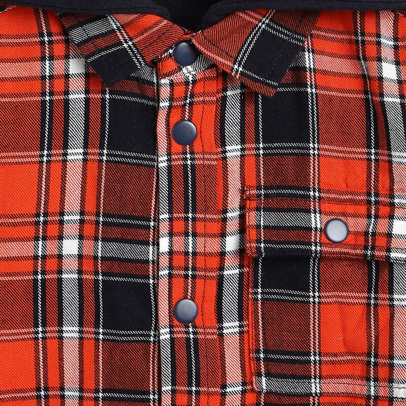 Boys Medium Orange Long Sleeve Flannel Shirt image number 3